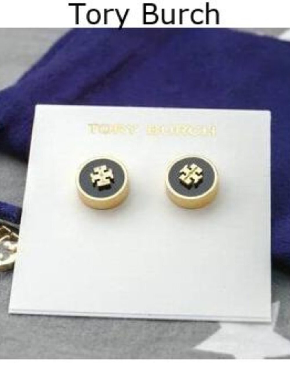 Tory Burch Kira Enameled Circle Stud Earrings - Black (Brand New 2022 Release)